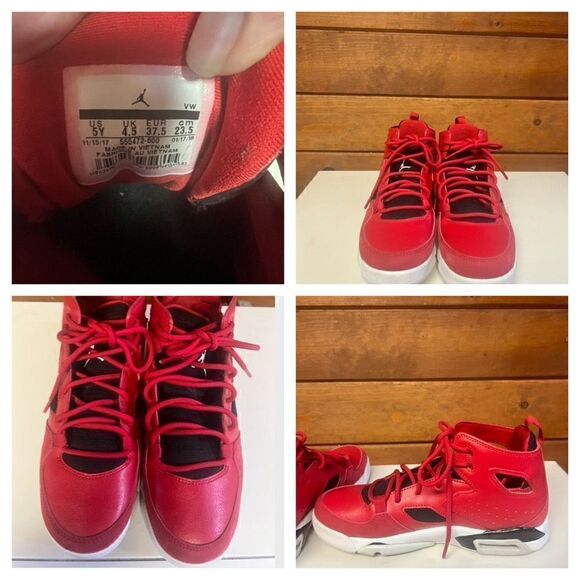 Nike  Air Jordan Flight Club 91 'Gym Red' 555472-600.Kids Sz 5Y - Picture 5 of 9